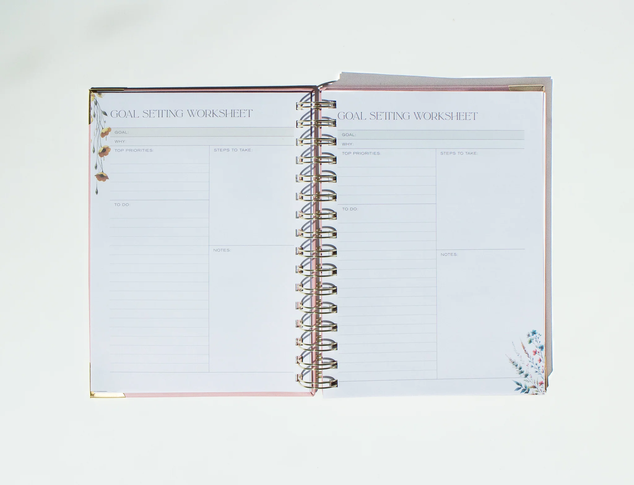 Signature Journal 6.25" x 8.5" with Golden Wire-O Binding Gold Elastic Band Lined Pages Full Color Double Sided Printing Goal Setting Vision Worksheets for Personal Reflection and Memory Capture - Image 9