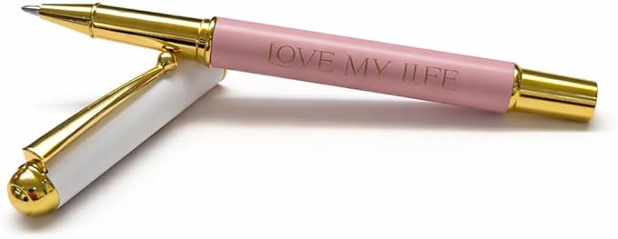 Signature Pen Set - Monogrammed Love My Life Logo, Set of Four Roller Ball Pens, Smooth Ink Flow, 0.7 mm Writing Width, Branded Box - Image 3